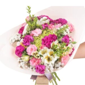 Buquê de Cravos Brancos e Rosa Elegante