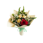 Arranjo Floral com 1 Rosa Gipsofila e Chocolate