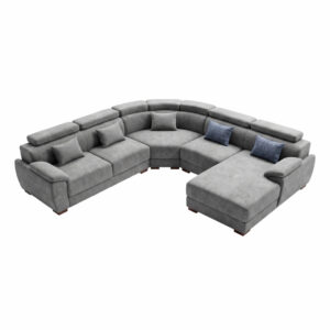 Sofá Modular Elegance Grey U com Chaise