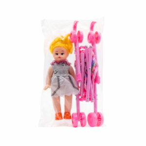 Boneca com Carrinho Dobrável Infantil
