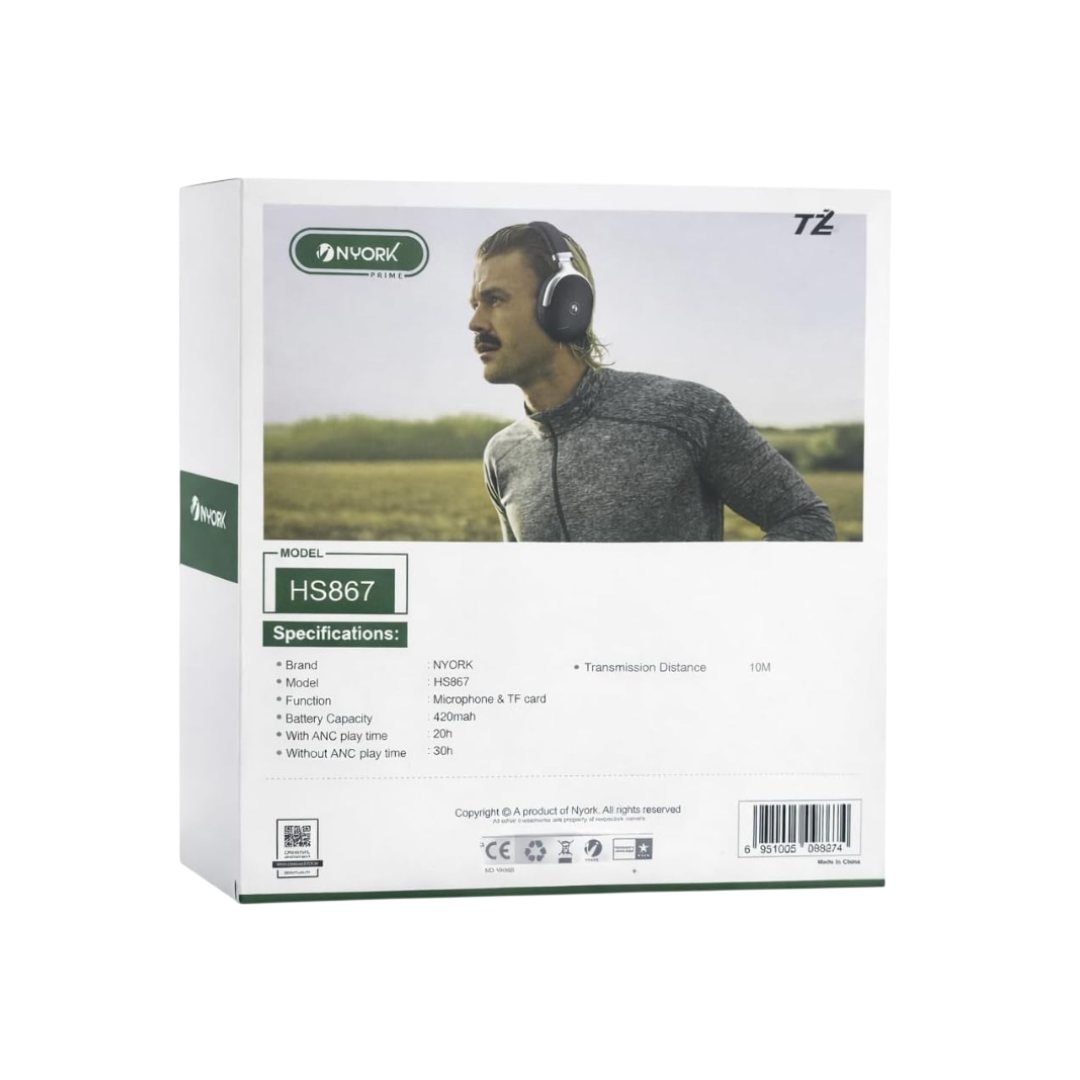 Auscultador Bluetooth NYORK HS867 com Microfone e Entrada TF CardE